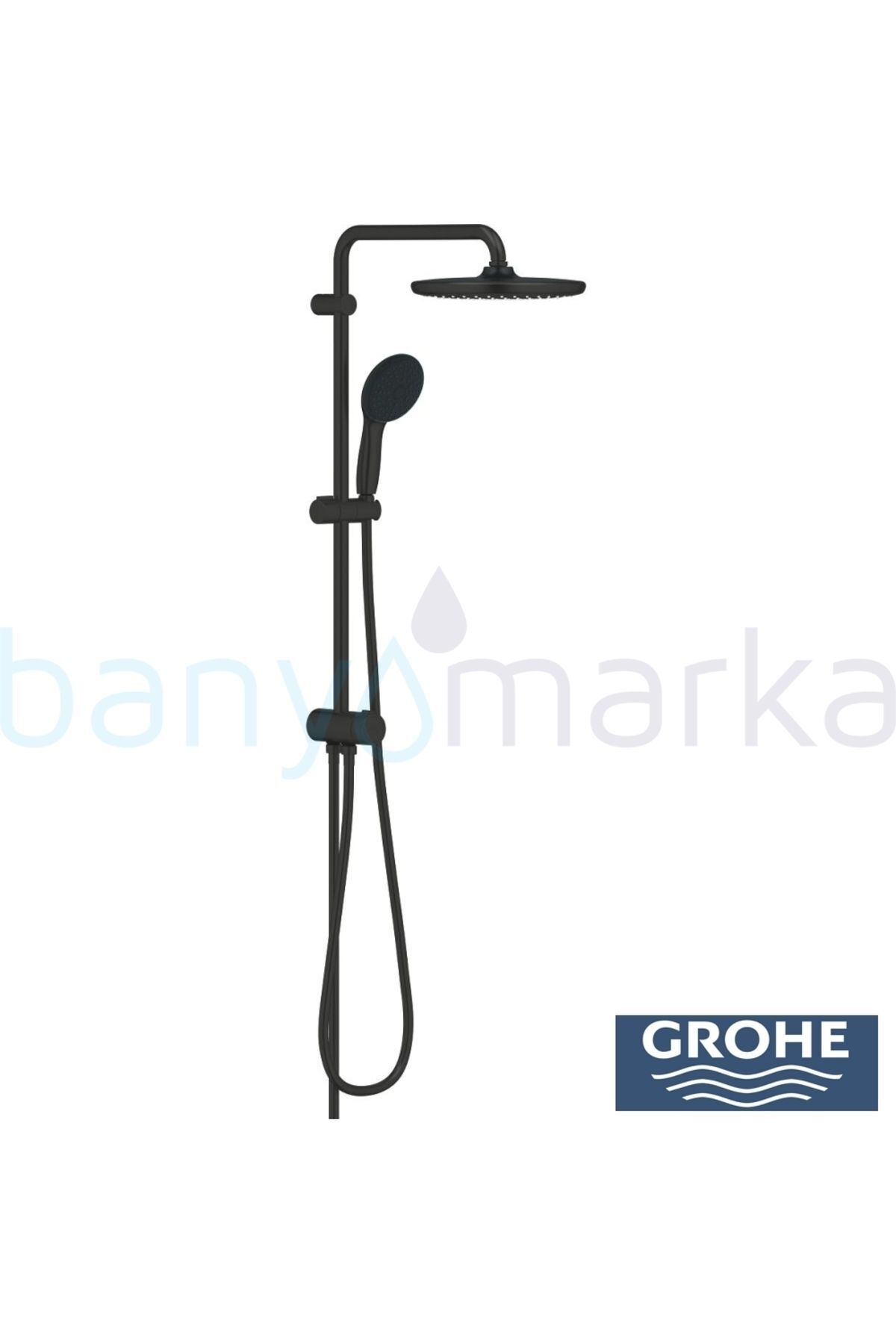 Tempesta System 250 Duvara Monte Duş Sistemi, Yön Değiştiricili, Mat Siyah - 269802431