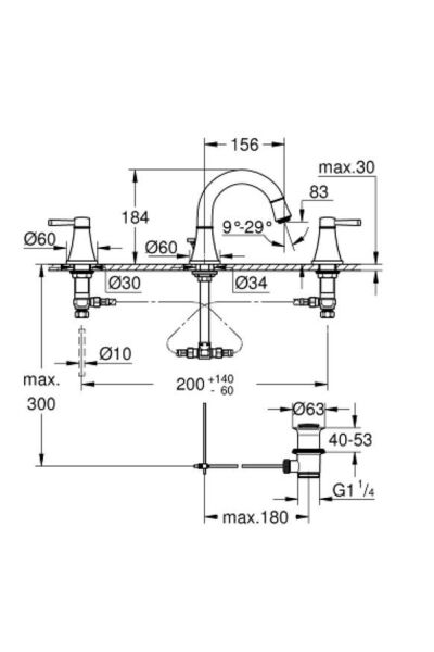 Grandera 3 Delikli Lavabo Bataryası M-boyut - 20624000