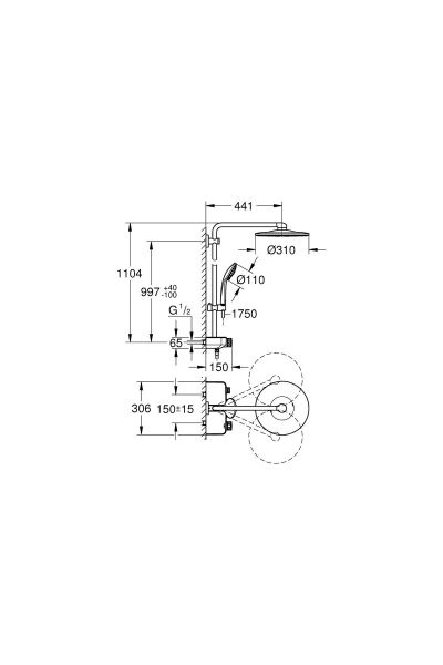 Euphoria Smartcontrol 310 Duo Duş Sistemi Duvara Monte Termostatik Bataryalı Duş Sistemi 26507
