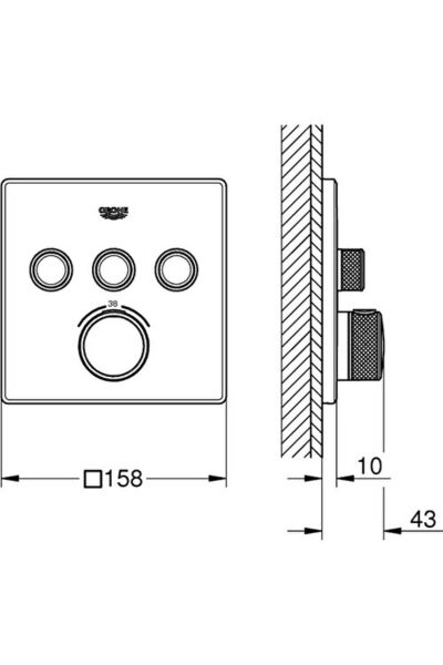 Grohtherm Smartcontrol Üç Valfli Akış Kontrollü, Ankastre Termostatik Duş Bataryası - 29126dl0