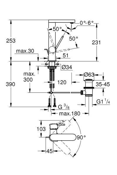 Plus Tek Kumandalı Lavabo Bataryası 1/2″ L Boyut 23851003