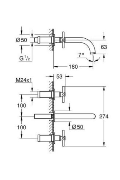 Atrio 3 Delikli Duvardan Lavabo Bataryası M-boyut - 20661al0
