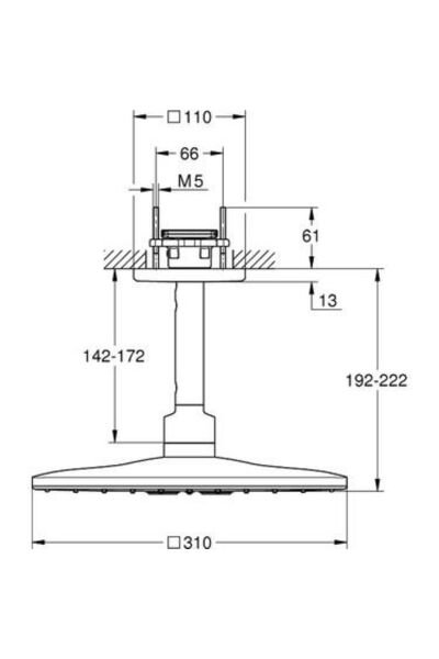 Rainshower SmartActive 310 Tepe duşu seti 142 mm, 2 akışlı - 22124KF0