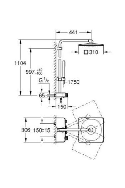 Euphoria SmartControl System 310 Termostatik Bataryalı Duş Sistemi - 26508GN0
