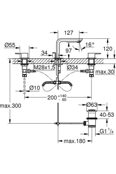 Lineare 3 Delikli Lavabo Bataryası New - 20304001