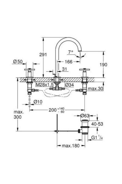 Atrio Üç Delikli Lavabo Bataryası 1/2'' L-boyut - 20643000