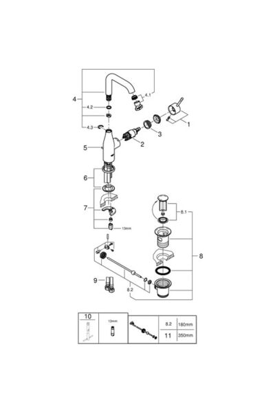 tek kumandalı lavabo bataryası L-Boyut 24174001