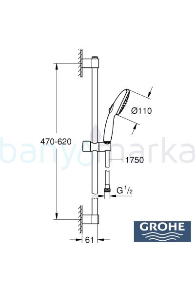 Grohe Tempesta 110 Duş Seti 2 Fonksiyonlu (RAİN, JET) - 26162003