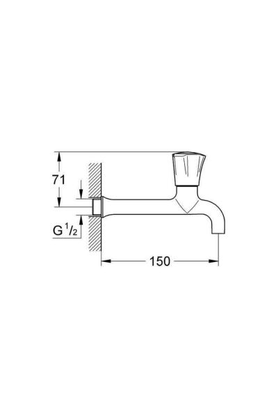 Costa L Duvardan Tek Musluk Uzun 150 Mm - 30064001