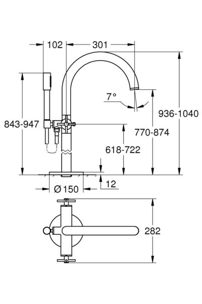 Ayaklı Yerden Küvet Bataryası Atrio Super Steel - 32653dc3