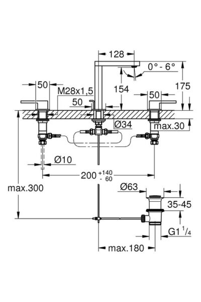Plus 3 Delikli Lavabo Bataryası 1/2''m-boyut 20301003