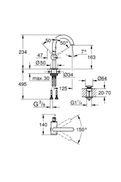 Atrio Lavabo Bataryası 1/2'' M-boyut - 24363al0