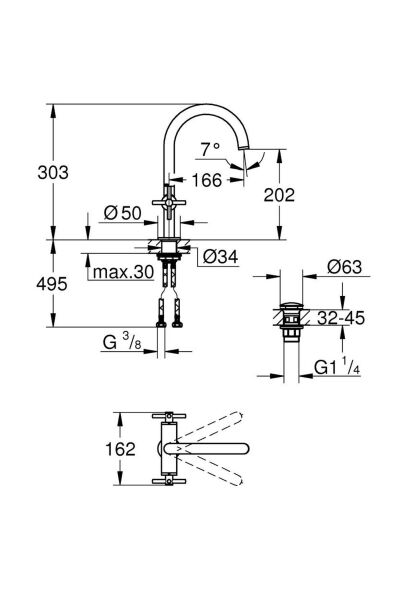 Atrio Tek Delikli Lavabo Bataryası 1/2'' L-boyut (21019003)