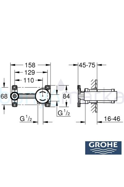 Tek Kumandalı Lavabo Bataryası 1/2'', Universal Ankastre Iç Gövde - 23571000