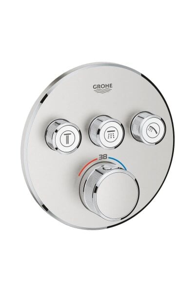 Smartcontrol 3 Valfli Akış Kontrollü, Ankastre Termostatik Duş Bataryası Paslanmaz Çelik- 29121DC0