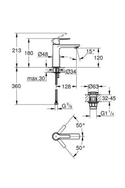 Lineare Tek Kumandalı Lavabo Bataryası S-boyut - 23106al1