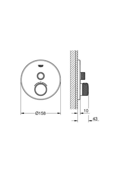 Grohtherm Smartcontrol Tek Valfli Akış Kontrollü, Ankastre Termostatik Duş Bataryası (29118000