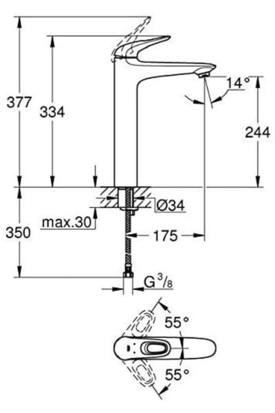 Eurostyle Tek Kumandalı Lavabo Bataryası Xl-boyut 23570003