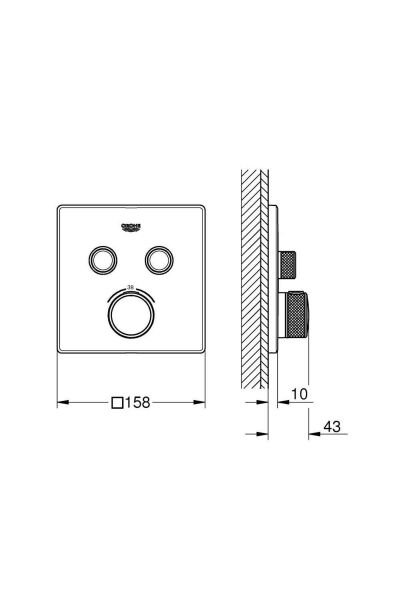 Smartcontrol Ankastre Termostatik 2 Çıkışlı Banyo Bataryası Brushed Hard Graphite - 29124al0