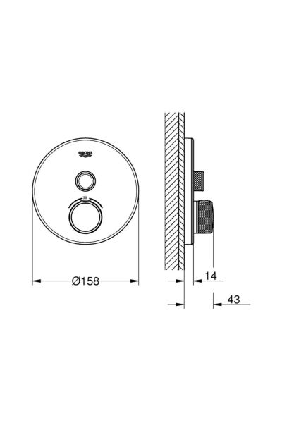 Grohtherm Smartcontrol Tek Akış Kontrollü, Ankastre Termostatik Duş Bataryası - 29150ls0