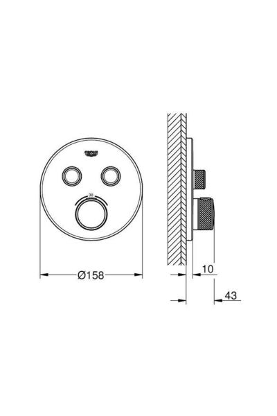 SmartControl Çift Valfli Akış Kontrollü, Ankastre Termostatik Duş Bataryası - 29119A00