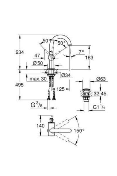 Atrio Lavabo Bataryası 1/2'' M-boyut - 24363000