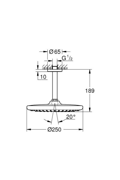 Tempesta 250 Tepe Duşu Seti 142 Mm, Tek Akışlı Mat Siyah - 266692430