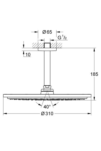 Tepe Duşu 31 cm + Tav. İniş 14 cm Hard Graphite - 26067A00