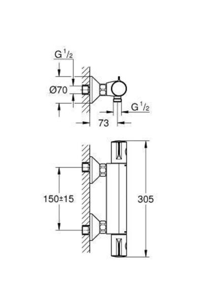 Grohtherm 800 Termostatik Duş Bataryası - 34558000